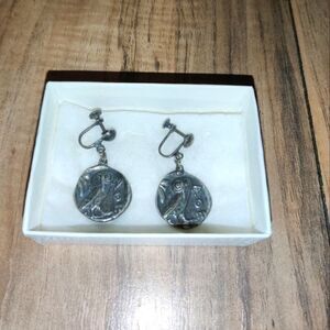 Vintage Jewelry ALVA STUDIOS Owl Screw Back Dangle Earrings